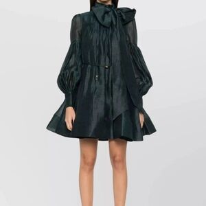 Elegant Black Dress with Bow Detail